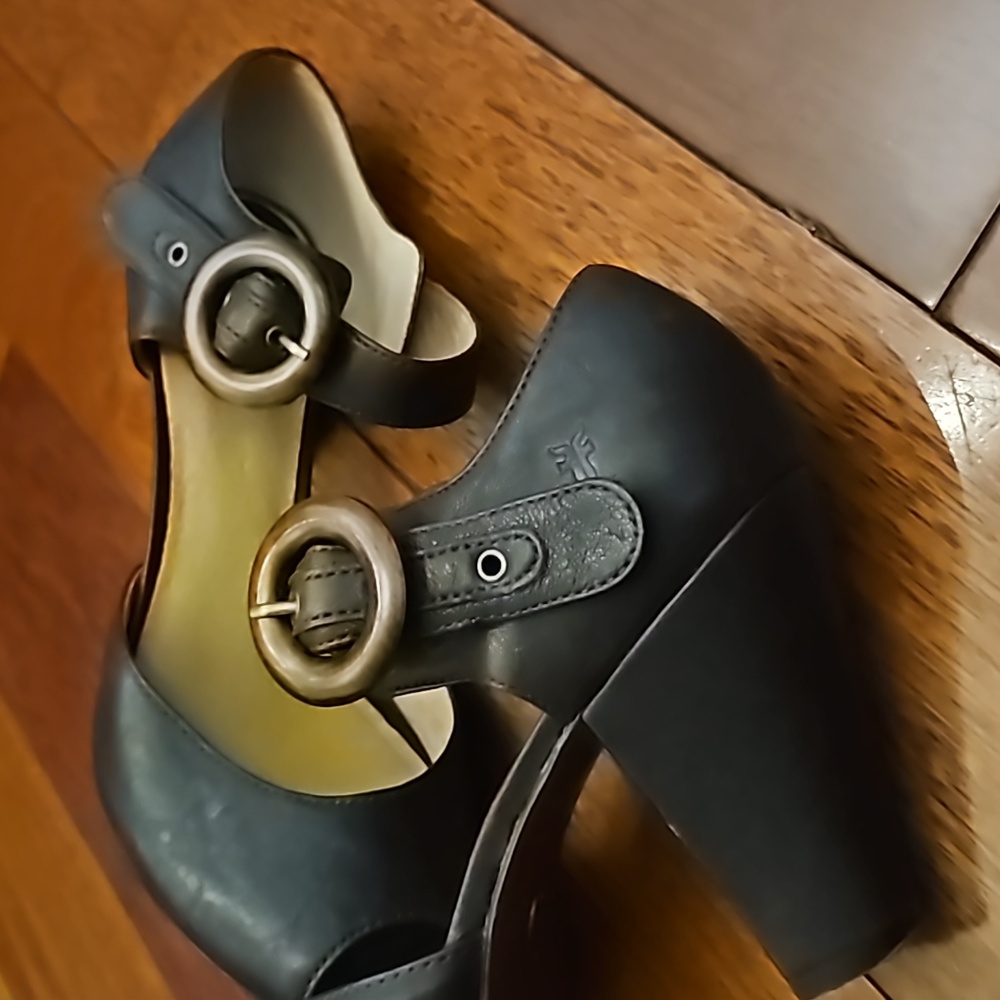 FRYE Kelsey Leather Ankle Strap Peep Toe Heels - Dark Brown Size 9 - Picture 7 of 12